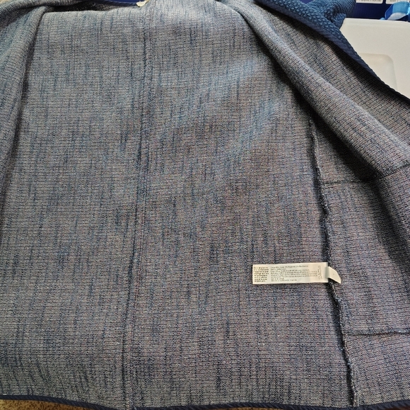 Eileen Fisher women's woven denim cardigan jacket, textured, sz 2P, oversized. - Picture 13 of 13